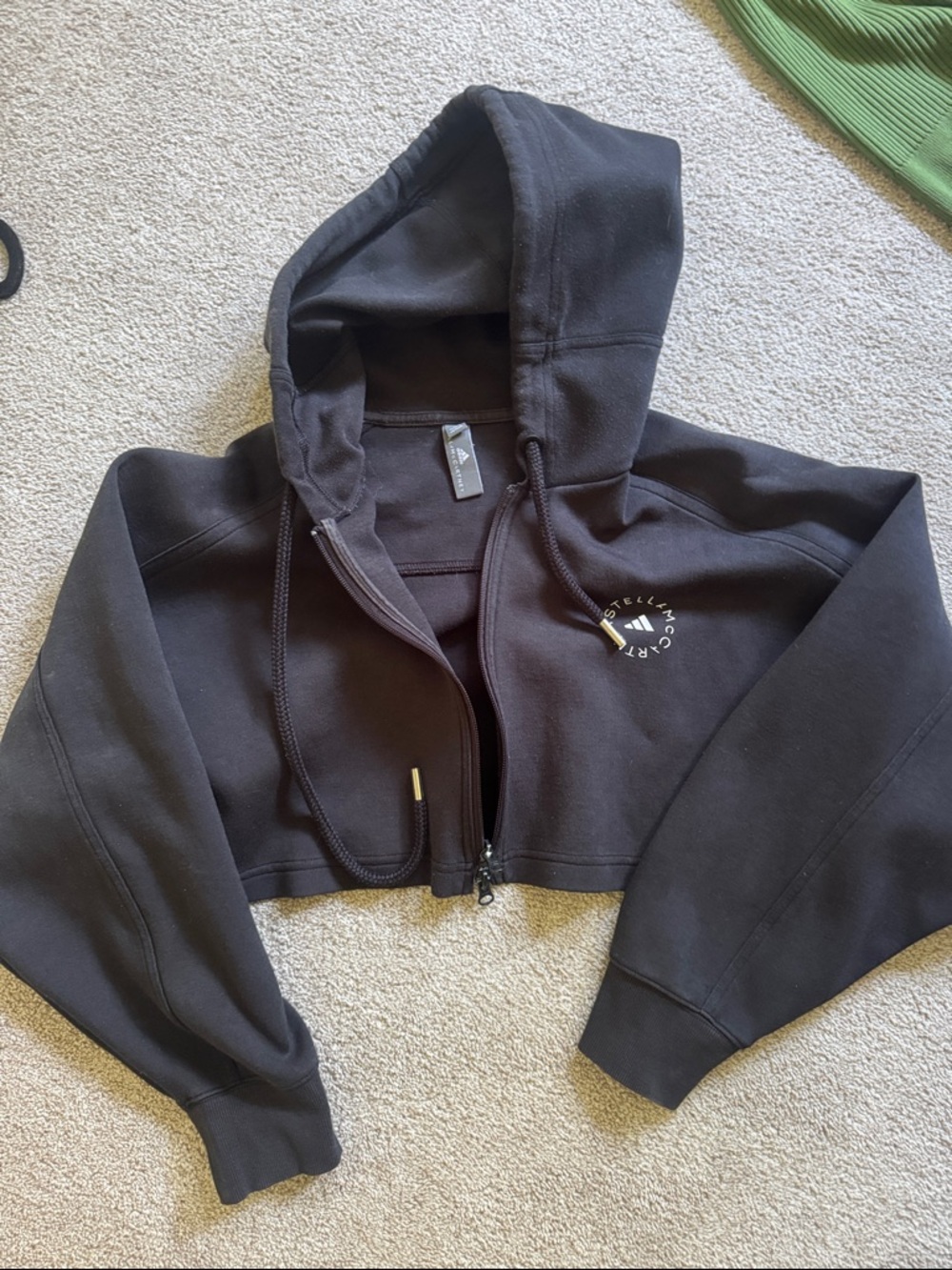 Stella McCartney Black Cropped Hooded Zip Sweatshirt